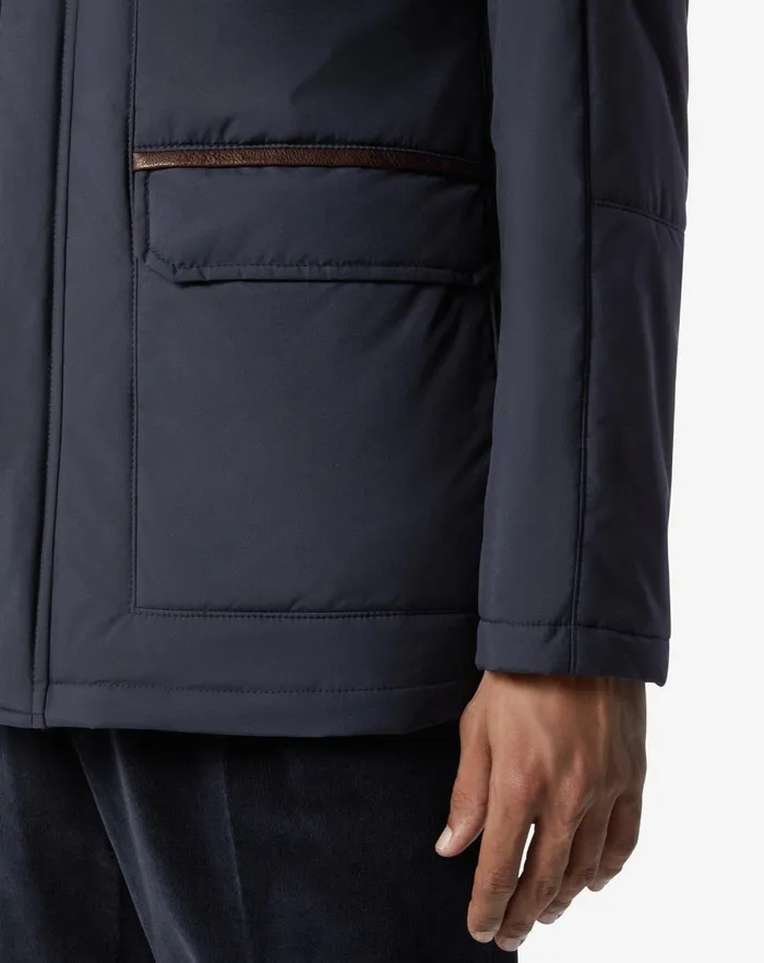 Corneliani Outerwear And Coats Navy Blue Technical Fabric Field Jacket 8211 Men