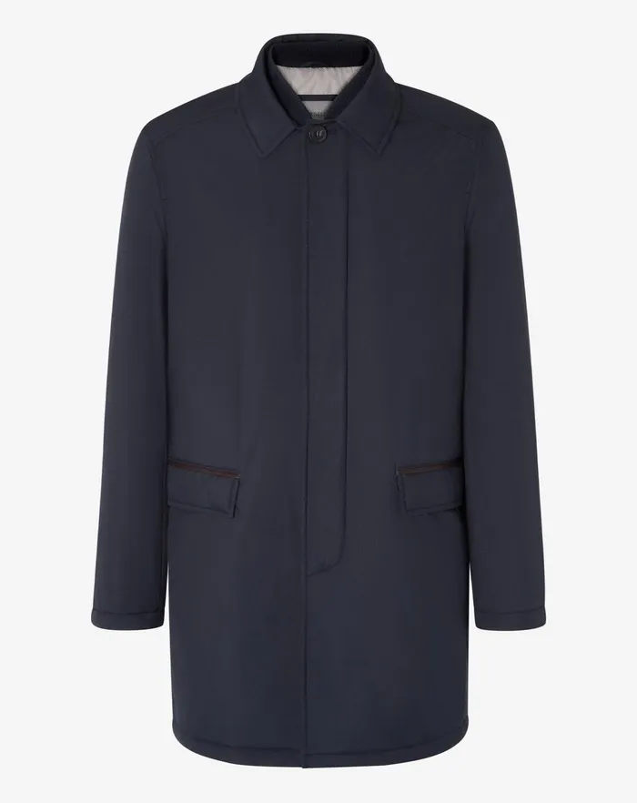 Corneliani Outerwear And Coats Navy Blue Technical Fabric Trench 8211 Men