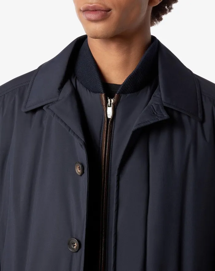 Corneliani Outerwear And Coats Navy Blue Technical Fabric Trench 8211 Men
