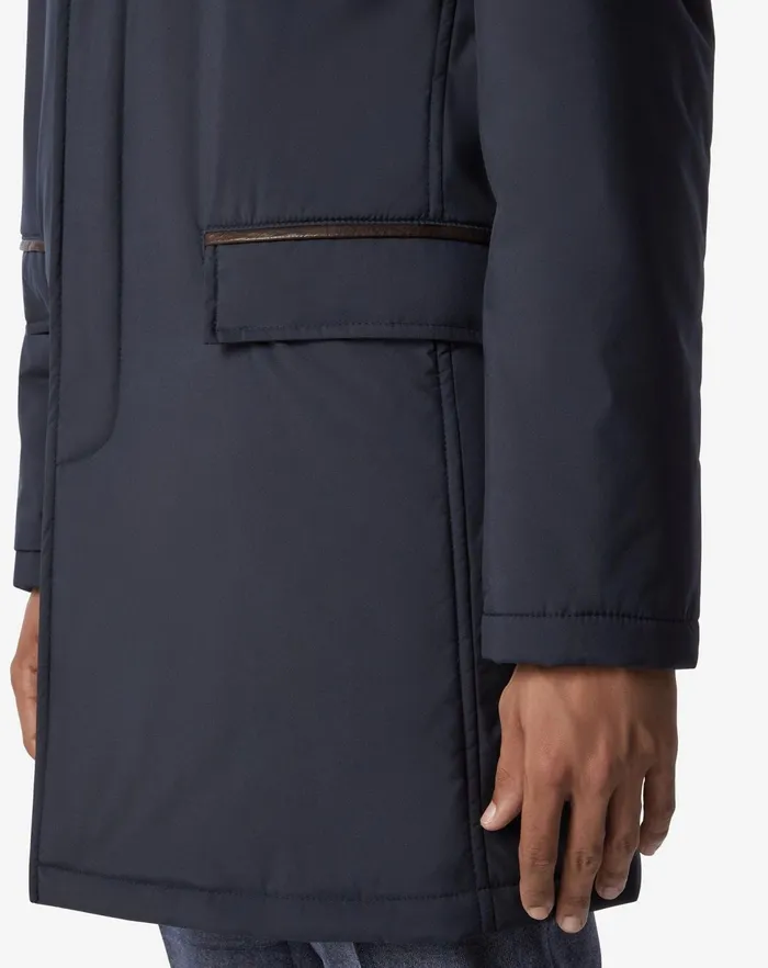 Corneliani Outerwear And Coats Navy Blue Technical Fabric Trench 8211 Men