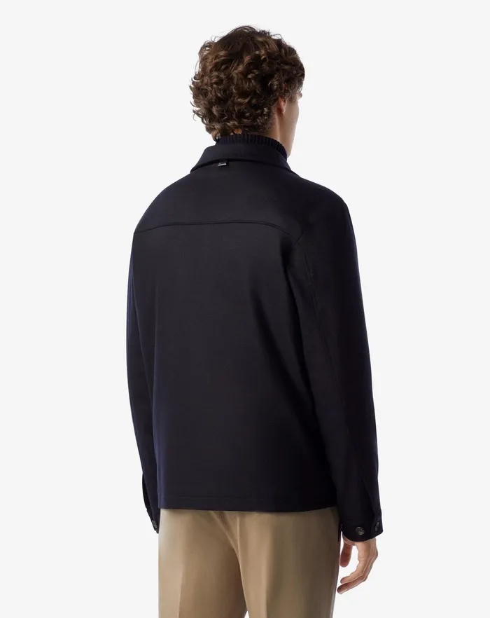 Corneliani Outerwear And Coats Navy Blue Techwool Overshirt 8211 Men