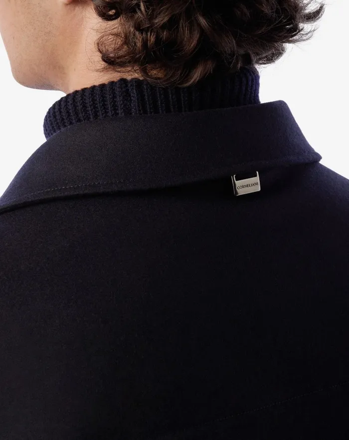 Corneliani Outerwear And Coats Navy Blue Techwool Overshirt 8211 Men