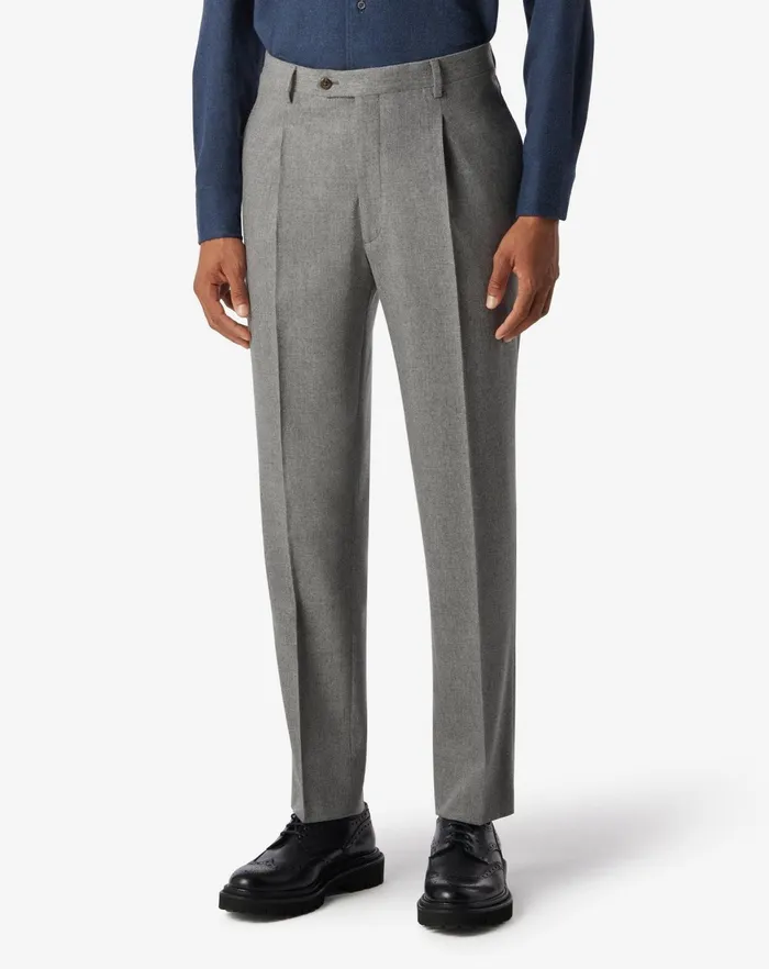 Corneliani Pants Light Grey 1pleated Wool And Cashmere Trousers 8211 Men
