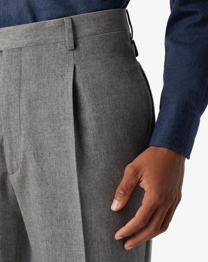 Corneliani Pants Light Grey 1pleated Wool And Cashmere Trousers 8211 Men