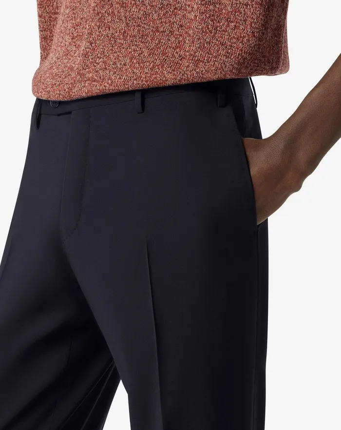 Corneliani Pants Navy Blue 120039s Stretch Wool Trousers 8211 Men