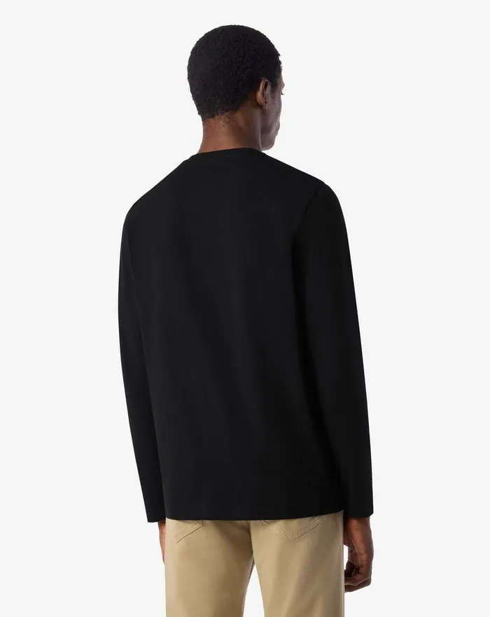 Corneliani Polos and TShirts Black Stretch Jersey Longsleeved Crew Neck Tshirt For Men 8211 Men