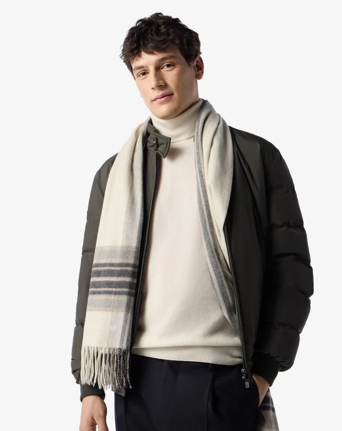 Corneliani Scarves And Hats Natural Shade Pure Cashmere Scarf For Men 8211 Men