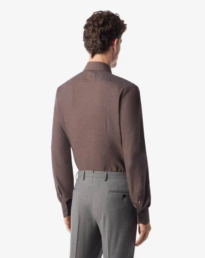 Corneliani Shirts Brown Cotton Flannel Shirt For Men 8211 Men