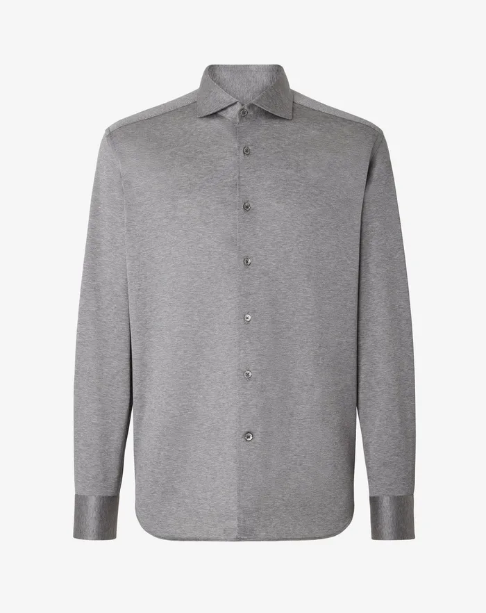 Corneliani Shirts Grey Jersey Cotton Shirt 8211 Men