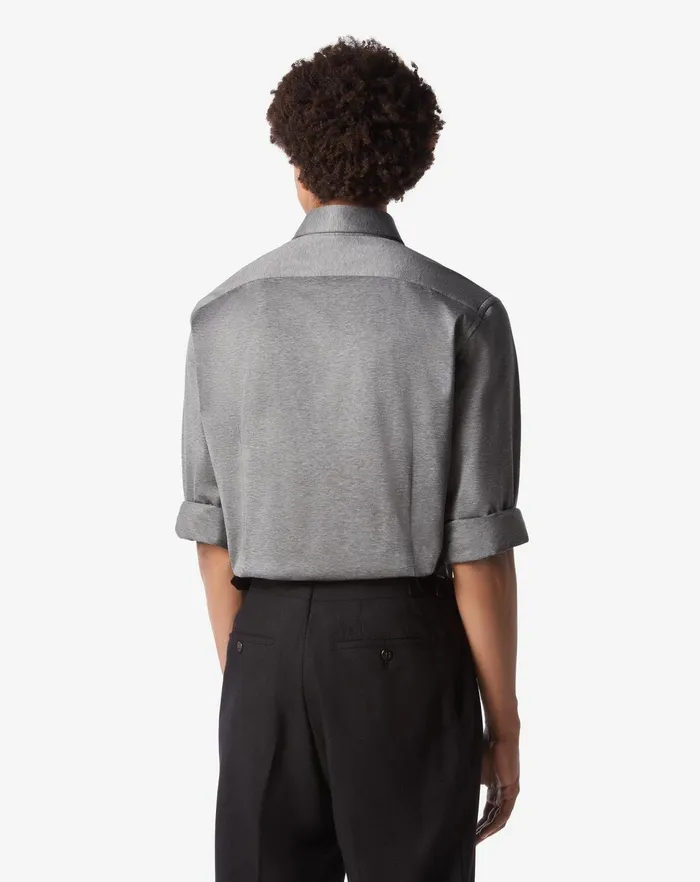 Corneliani Shirts Grey Jersey Cotton Shirt 8211 Men