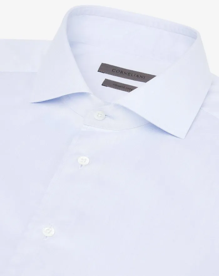 Corneliani Shirts Light Blue Cotton Twill Spread Collar Shirt For Men 8211 Men