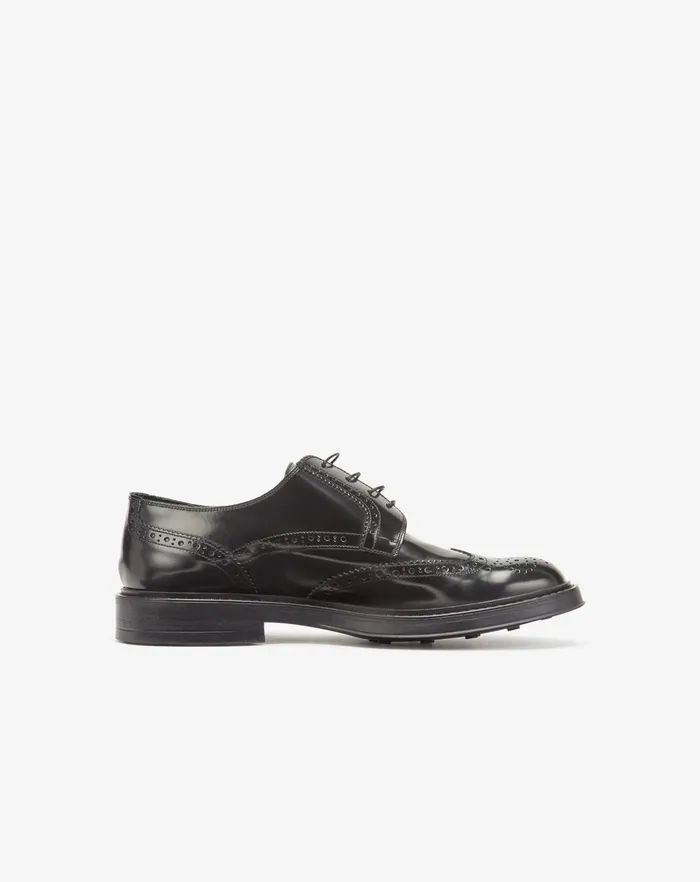 Corneliani Shoes Black Brushed Calfskin Derby Shoes 8211 Men
