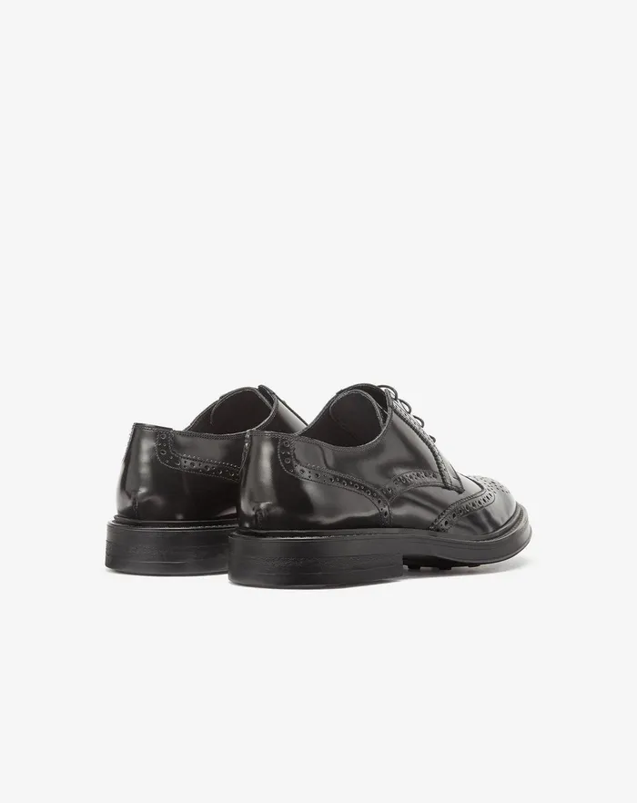 Corneliani Shoes Black Brushed Calfskin Derby Shoes 8211 Men