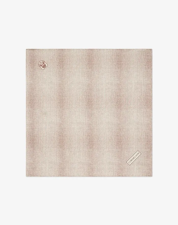 Corneliani Ties And Pochette Beige Pure Silk Pocket Square With Double Print 8211 Men