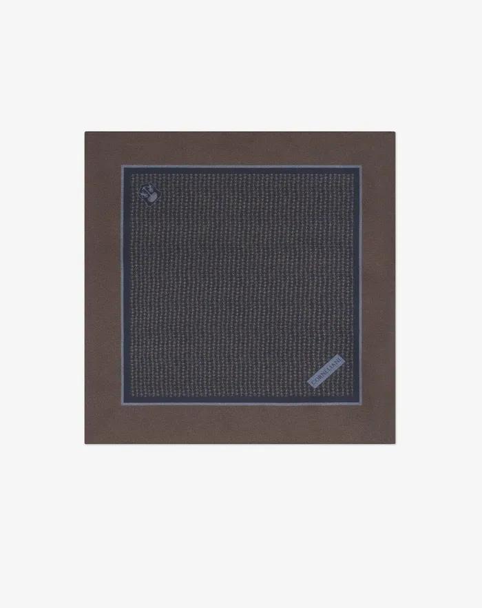 Corneliani Ties And Pochette Bluebrown Pure Silk Satin Pocket Square For Men 8211 Men