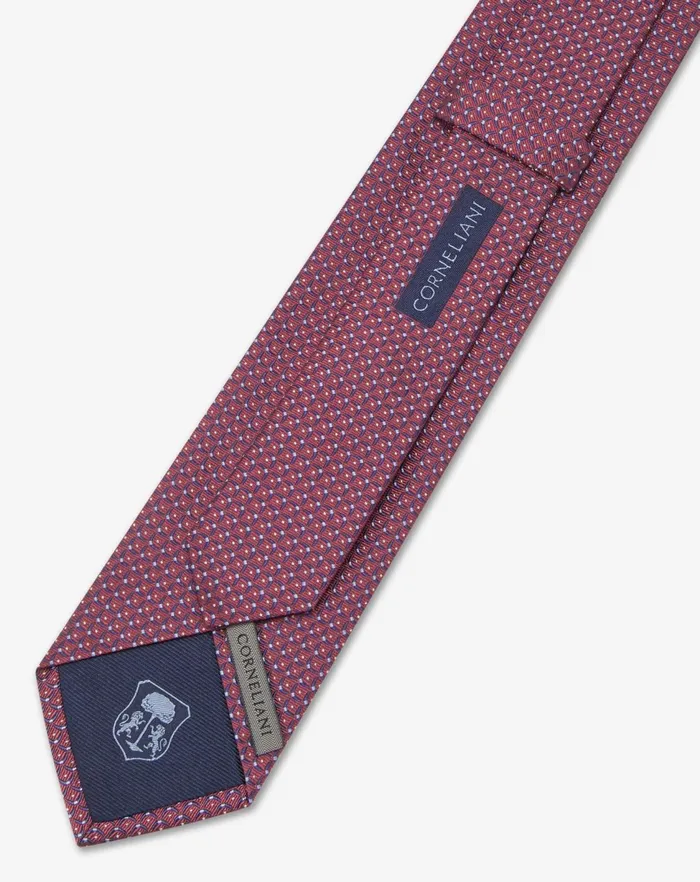 Corneliani Ties And Pochette Burgundy Silk Tie With Jacquard Geometric Pattern 8211 Men