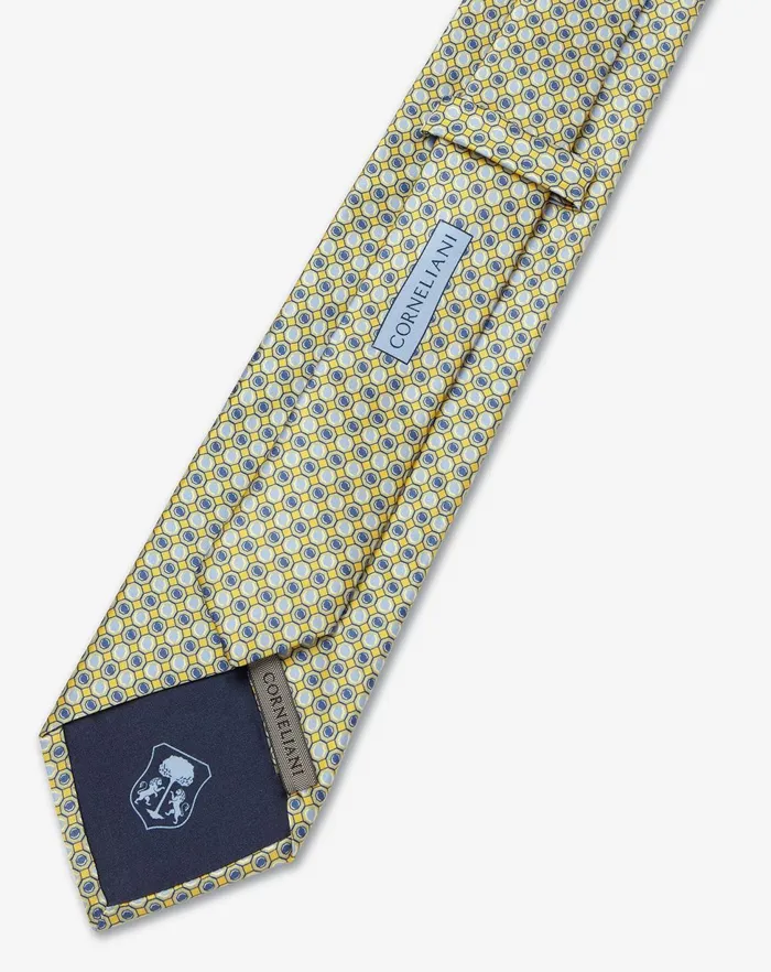 Corneliani Ties And Pochette Yellow Printed Satin Tie 8211 Men