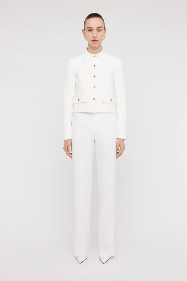 CREPE KNIT BUTTON JACKET CREAM Jackets Scanlan Theodore Women