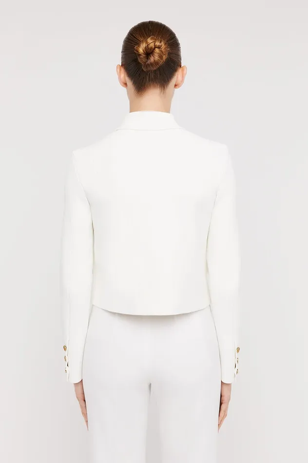CREPE KNIT BUTTON JACKET CREAM Jackets Scanlan Theodore Women CREPE KNIT BUTTON JACKET CREAM Jackets Scanlan Theodore Women