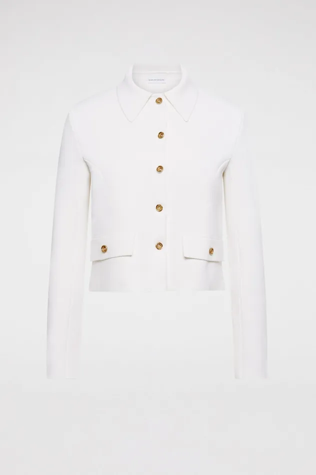 CREPE KNIT BUTTON JACKET CREAM Jackets Scanlan Theodore Women CREPE KNIT BUTTON JACKET CREAM Jackets Scanlan Theodore Women