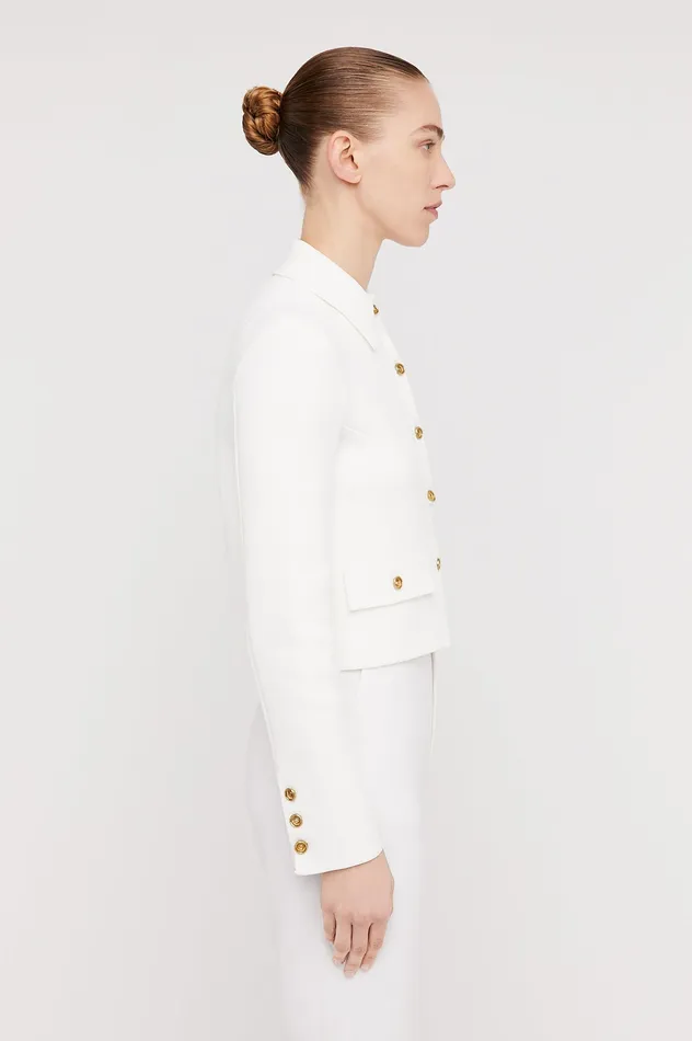 CREPE KNIT BUTTON JACKET CREAM Jackets Scanlan Theodore Women CREPE KNIT BUTTON JACKET CREAM Jackets Scanlan Theodore Women