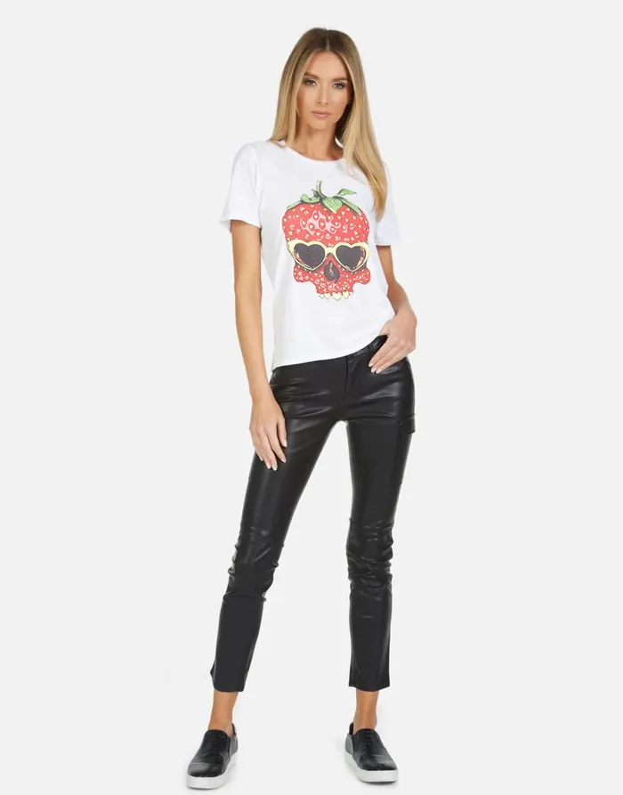 Croft X Strawberry Skull White Women039s Lauren Moshi Short Sleeve