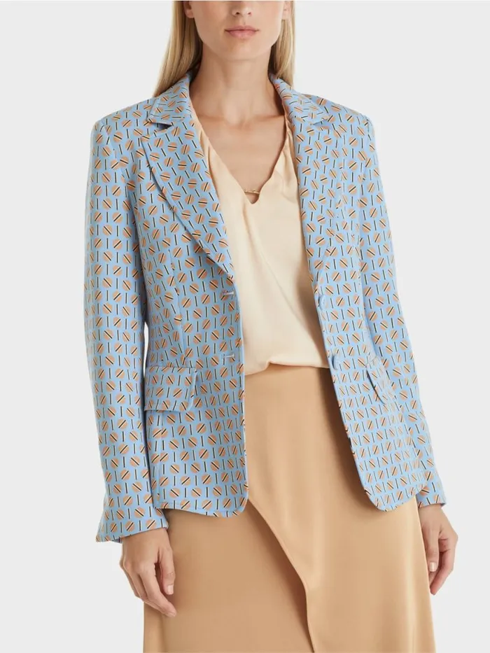 Damen Marc Cain Blazer Blazer Im Grafischen Dessin Dark Summer Sky