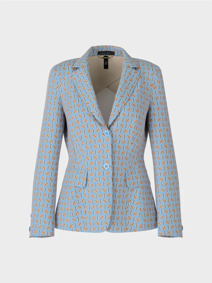Damen Marc Cain Blazer Blazer Im Grafischen Dessin Dark Summer Sky
