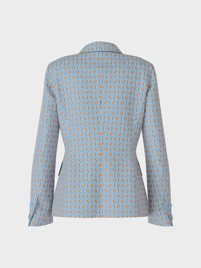 Damen Marc Cain Blazer Blazer Im Grafischen Dessin Dark Summer Sky