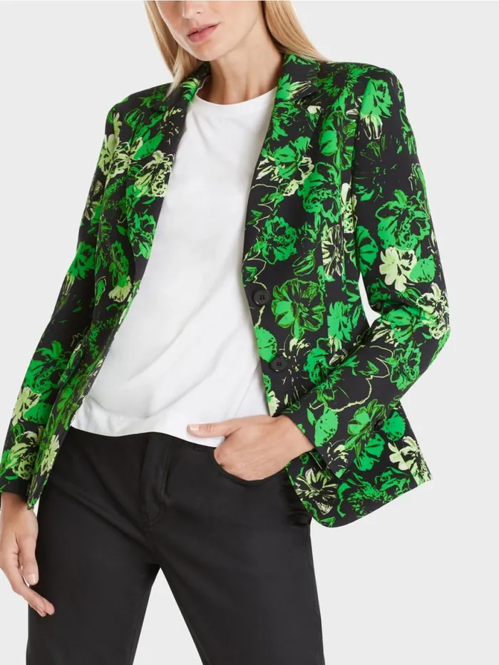 Damen Marc Cain Blazer Blazer Mit Flower Print Dark Apple Green