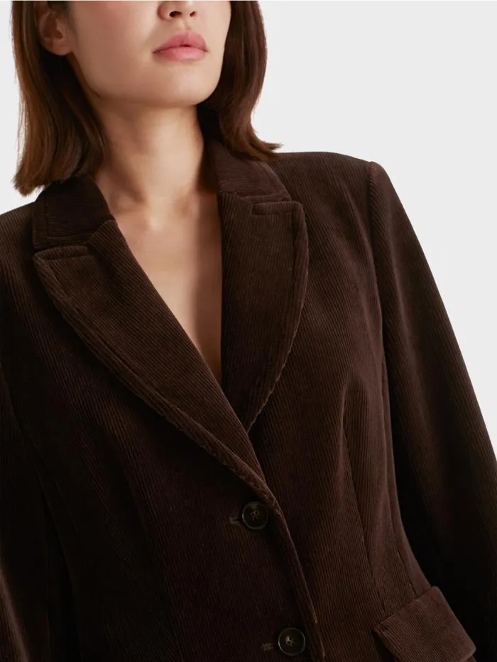 Damen Marc Cain Blazer Trendiger Kordblazer Dark Wood
