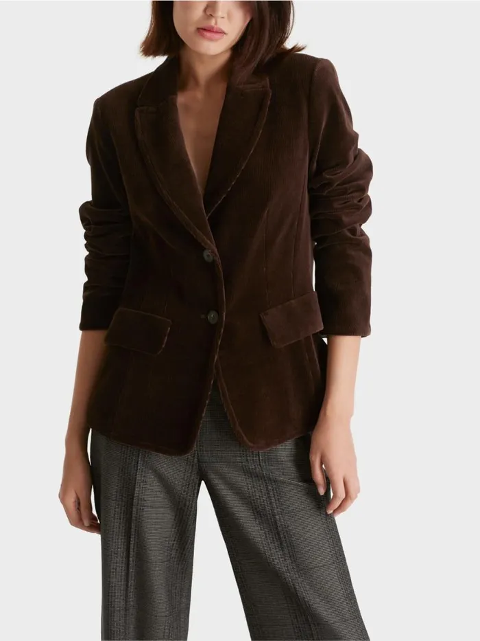 Damen Marc Cain Blazer Trendiger Kordblazer Dark Wood