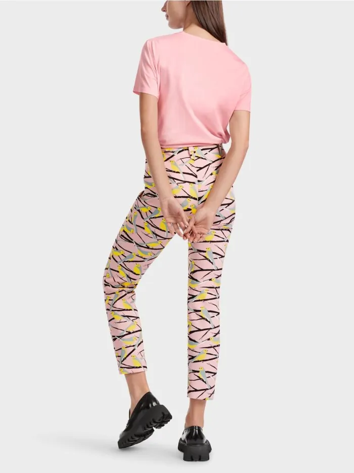 Damen Marc Cain Hosen Pants SYDNEY Im VogelDessin Soft Powder Pink