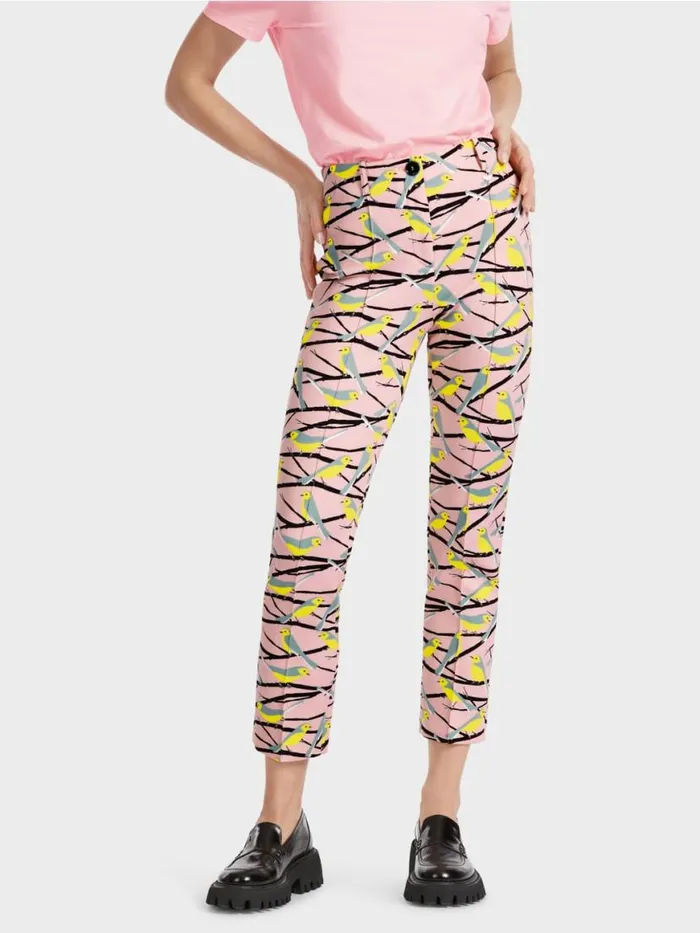 Damen Marc Cain Hosen Pants SYDNEY Im VogelDessin Soft Powder Pink