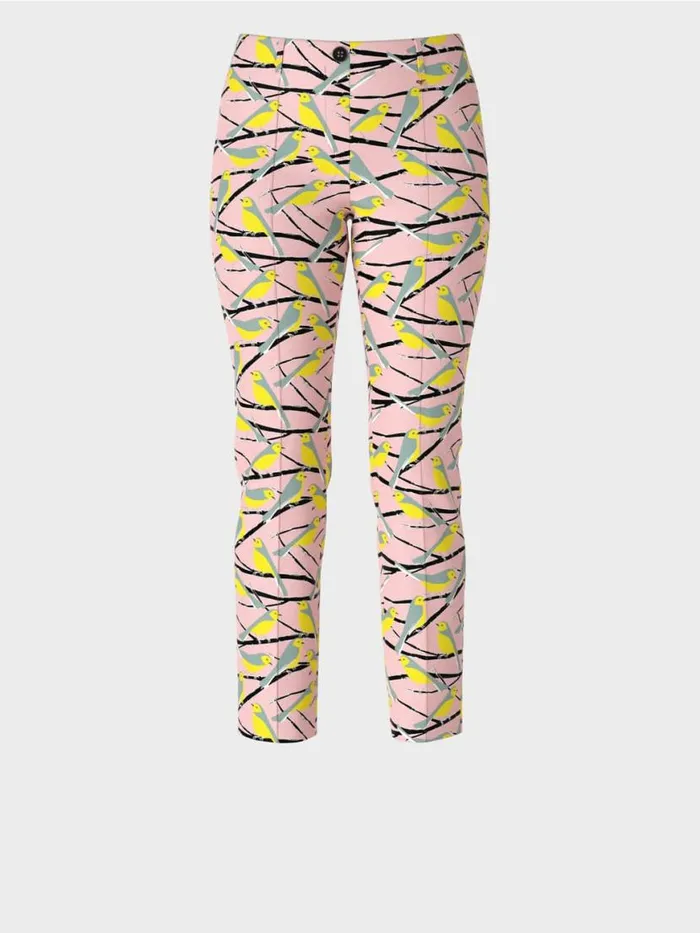 Damen Marc Cain Hosen Pants SYDNEY Im VogelDessin Soft Powder Pink