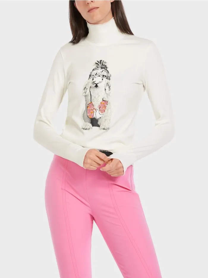Damen Marc Cain Shirts and Tops TShirt Mit Applikation Offwhite