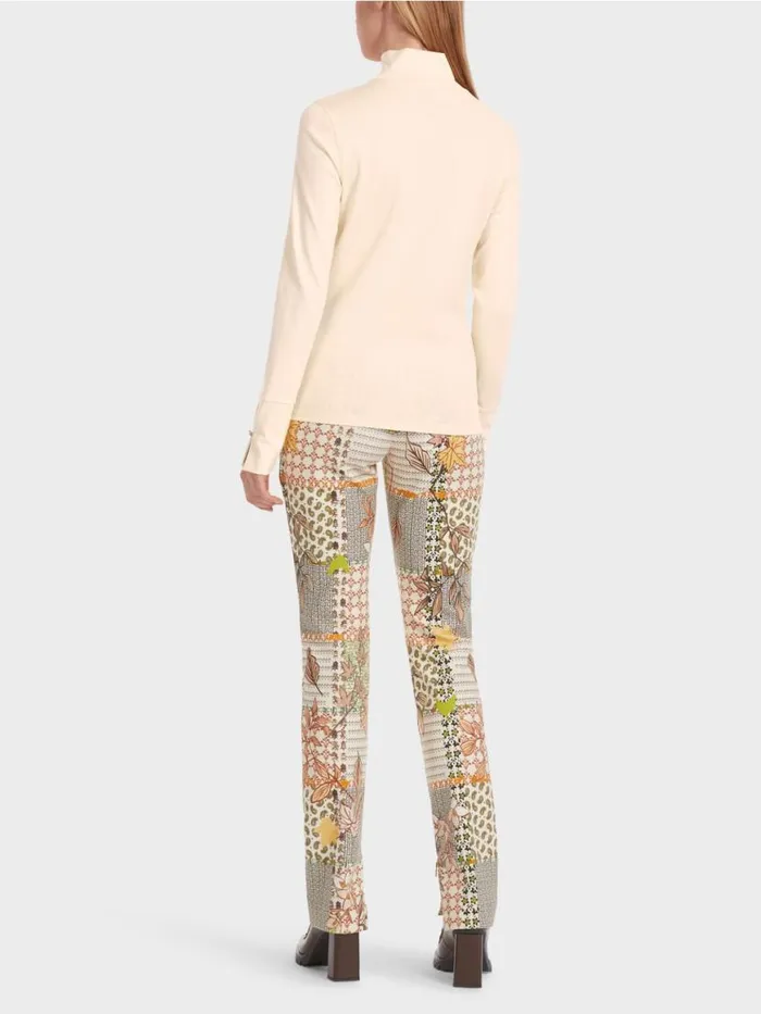 Damen Marc Cain Shirts and Tops TShirt Mit Geschlitztem Rollkragen Soft Cream