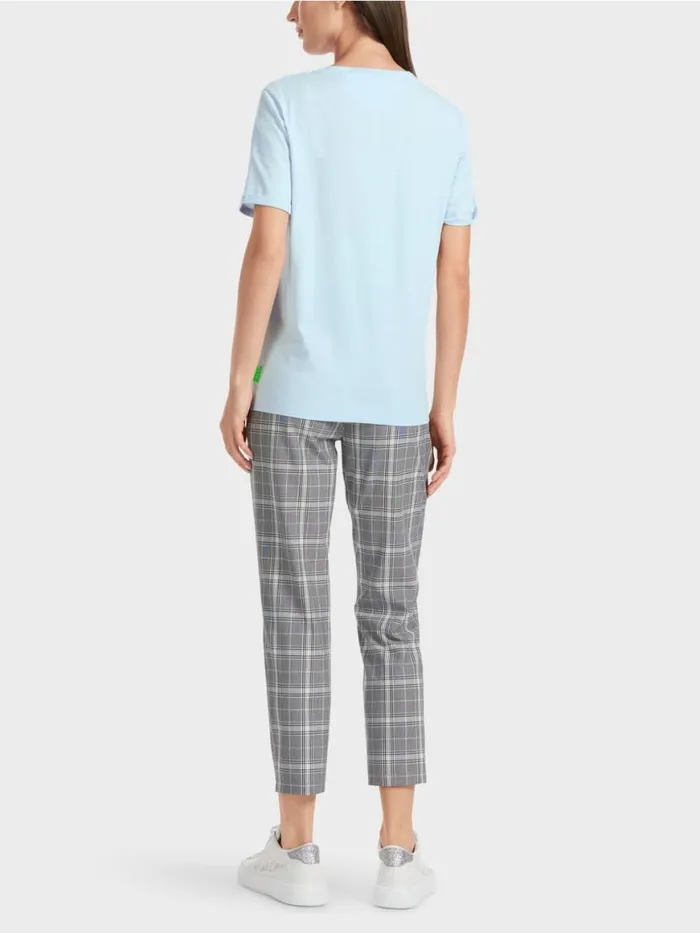 Damen Marc Cain Shirts and Tops TShirt Mit Glitzer 034Rethink Together034 Soft Powder Blue