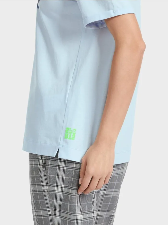 Damen Marc Cain Shirts and Tops TShirt Mit Glitzer 034Rethink Together034 Soft Powder Blue
