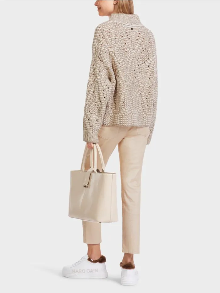 Damen Marc Cain Strick Oversized Sweater Knitted In Germany Offwhite