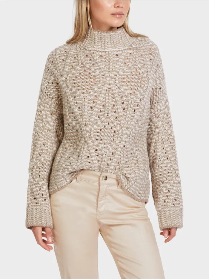 Damen Marc Cain Strick Oversized Sweater Knitted In Germany Offwhite