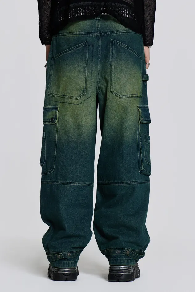 Denim Men Jaded London Shop Sandblast Monster Cargo Jeans
