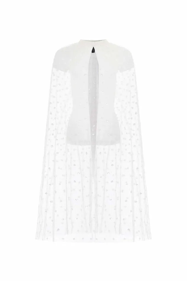 Dot Shimmer Open Midaxi Cape Champagne Women Needle and Thread Capes