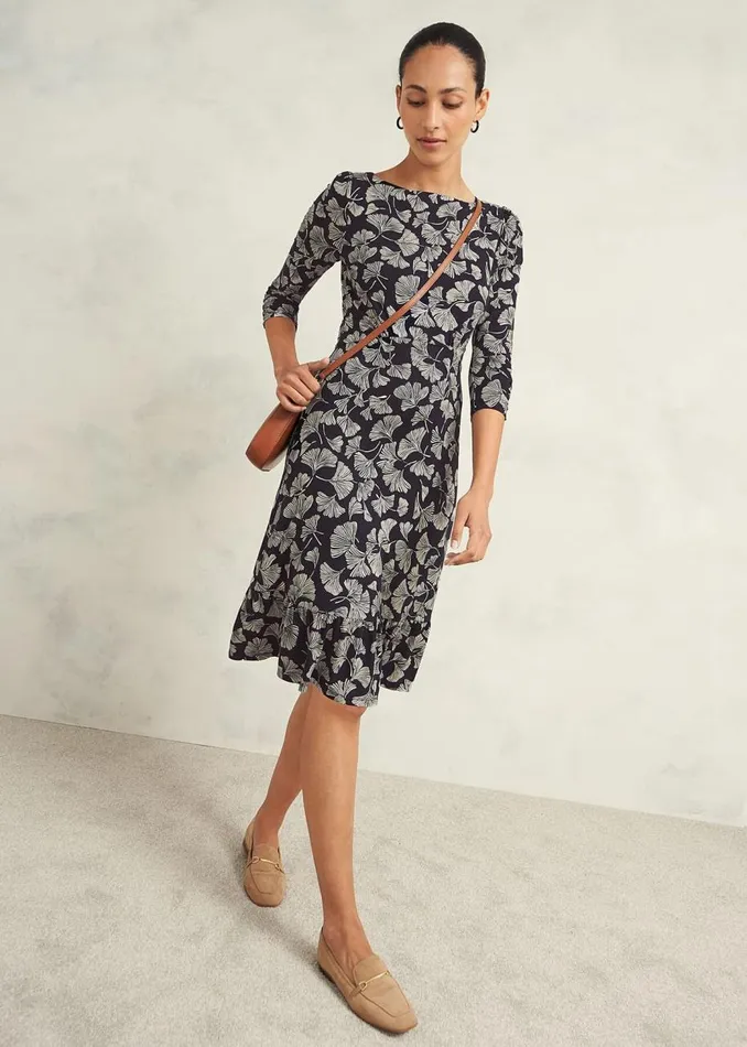 Dresses and Jumpsuits Women HOBBS Ginny Jersey Dress Navy Cream
