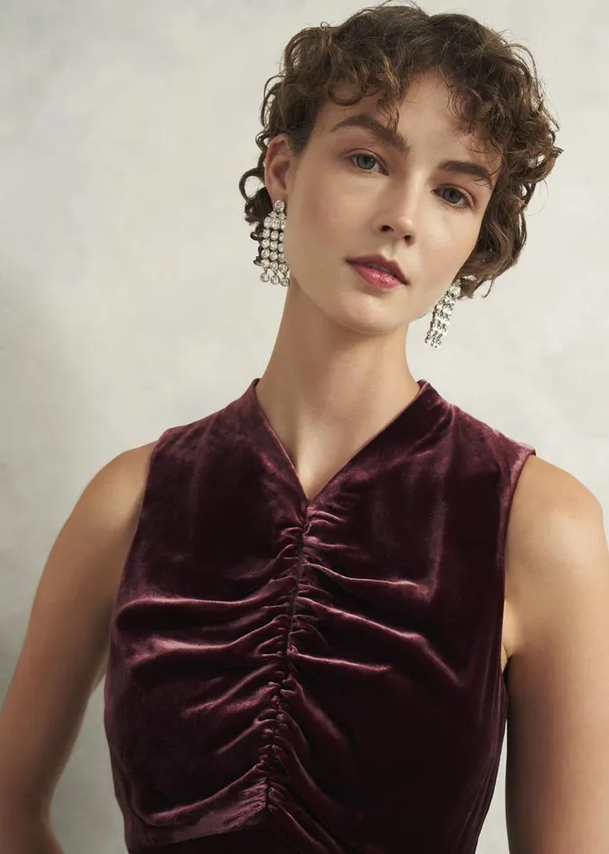 Dresses and Jumpsuits Women HOBBS Isleworth Velvet Dress Cocoa Brown
