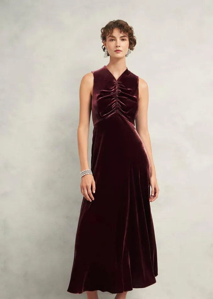 Dresses and Jumpsuits Women HOBBS Isleworth Velvet Dress Cocoa Brown