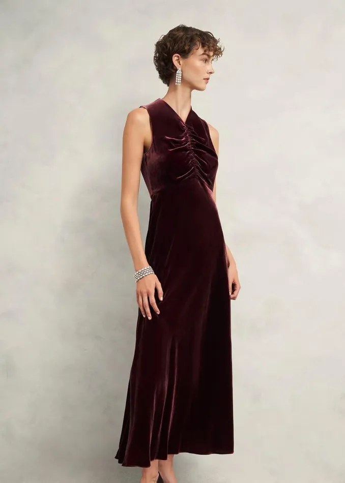 Dresses and Jumpsuits Women HOBBS Isleworth Velvet Dress Cocoa Brown