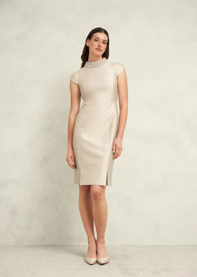 Dresses and Jumpsuits Women HOBBS Katherine Wool Silk Dress Oyster