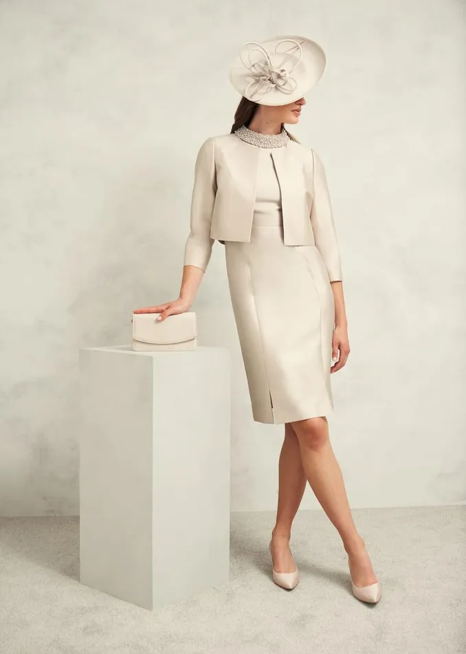Dresses and Jumpsuits Women HOBBS Katherine Wool Silk Dress Oyster
