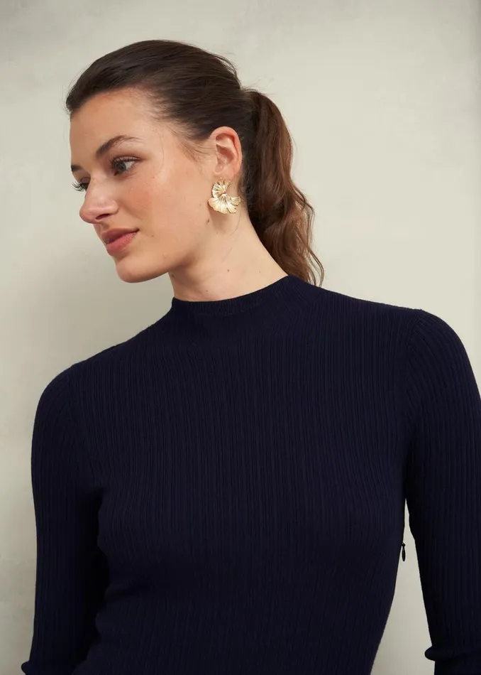 Dresses and Jumpsuits Women HOBBS Trina Satin Knitted Dresses Hobbs Navy